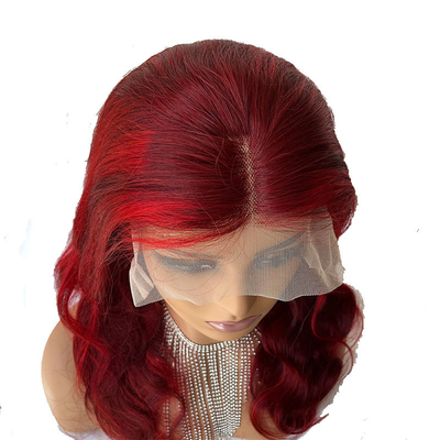 Gemiddelde Grootte 100% Mensenhaar Rood Bruin Hoogtepunt Lichaam Golf HD kant Peruk Raw Hair Verkoper
