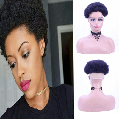 Echte maagd Braziliaanse Afro krullend menselijk haar topper voor vrouwen Half man gemaakt techniek