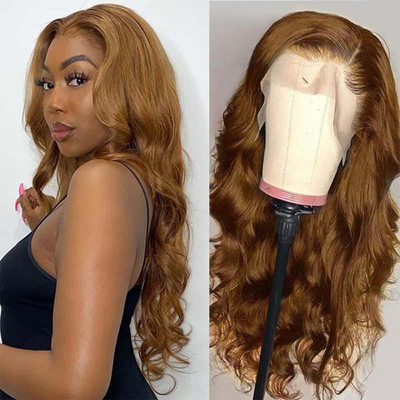 12-34 Inch Raw Indian Real Chestnut Bruin Hair Wig HD Transparante Zwitserse kant voorwig