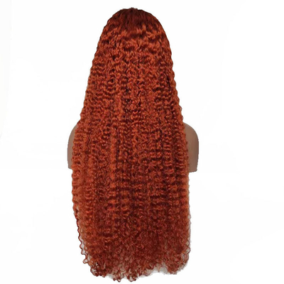 Zachte en glanzende oranje Ginger kleur Mens Kinky krullend Remy haar pruik met HD kant voorkant