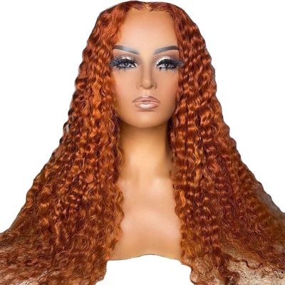 Zachte en glanzende oranje Ginger kleur Mens Kinky krullend Remy haar pruik met HD kant voorkant