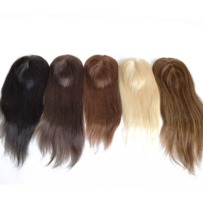 Hoogdichtheid Europese vrije delen zijde top basis 1B Echt Remy Raw Hair Toupee Wig stukken toppers voor vrouwen