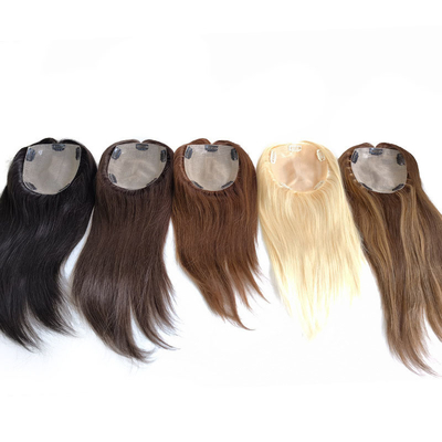 Hoogdichtheid Europese vrije delen zijde top basis 1B Echt Remy Raw Hair Toupee Wig stukken toppers voor vrouwen