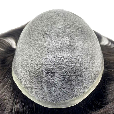 Volledig met de hand gebonden menselijk haar topper 6 inch lengte super dunne huid basis PU Toupees voor mannen