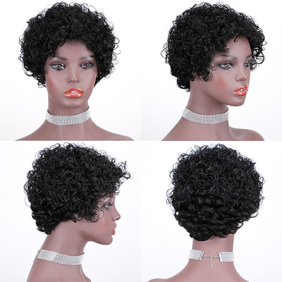 Klaar om te verzenden Pixie Cut Short Raw Indian Virgin Cuticle Aligned Hair Mensen haar pruiken