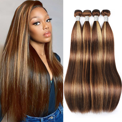 Raw Double Drawn Straight Human Hair Weft Bundles voor 2022 P4/27 Haarverlengingen