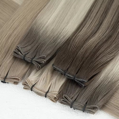 Dubbel getrokken 100% menselijk haar genie weft trend Russische dunne onzichtbare haar extensies