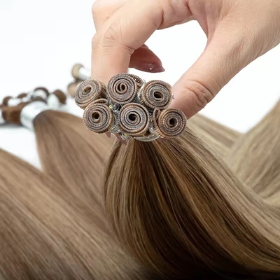 Dubbel getrokken 100% menselijk haar genie weft trend Russische dunne onzichtbare haar extensies