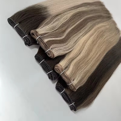 Dubbel getrokken 100% menselijk haar genie weft trend Russische dunne onzichtbare haar extensies