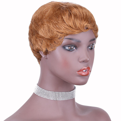Zwitserse kant basis materiaal rechte Pixie Cut Full Machine pruik gemaakt van 100% menselijk haar
