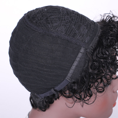 Zwitserse kant basis materiaal rechte Pixie Cut Full Machine pruik gemaakt van 100% menselijk haar