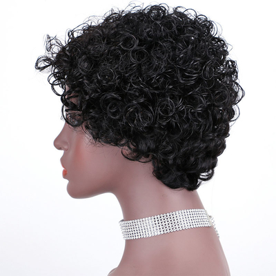 Zwitserse kant basis materiaal rechte Pixie Cut Full Machine pruik gemaakt van 100% menselijk haar