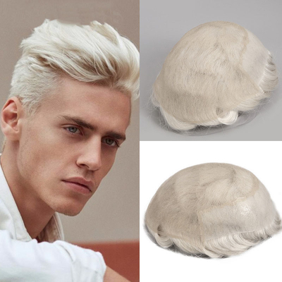 Rechter Toupee Design Russisch Handgebonden Full Scalp HD Lace Mensenhaarsysteem Peruk Maagdhaar