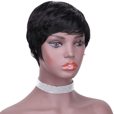 Custom Logo Raw Natural Short Pixie Cut Mensenhaar Peruk voor en Natuurlijke Look 250g-450g