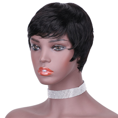 Custom Logo Raw Natural Short Pixie Cut Mensenhaar Peruk voor en Natuurlijke Look 250g-450g