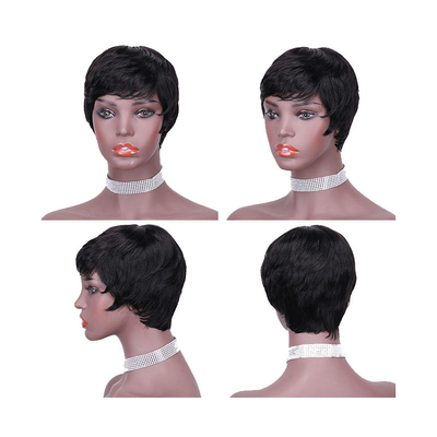 Custom Logo Raw Natural Short Pixie Cut Mensenhaar Peruk voor en Natuurlijke Look 250g-450g