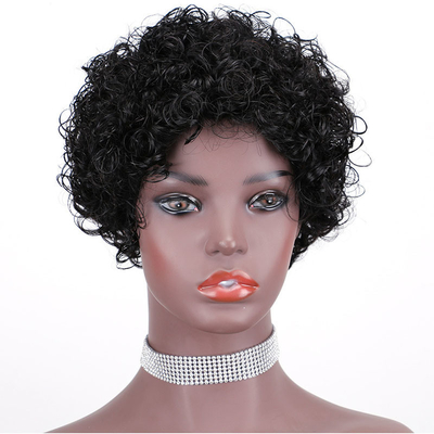 Custom Logo Raw Natural Short Pixie Cut Mensenhaar Peruk voor en Natuurlijke Look 250g-450g