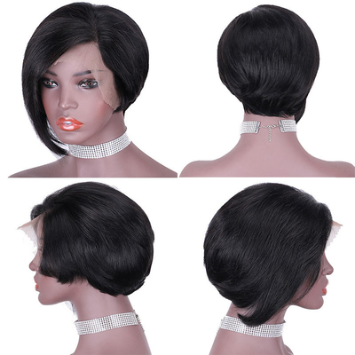 Goedkope full cuticle 13*4 kant frontale korte pruiken voor modeontwerp klaar voor verzending