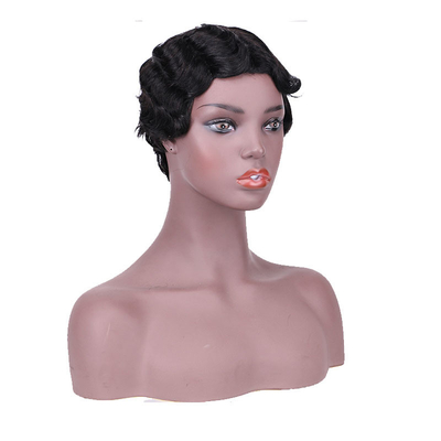 6 inch Water Wave Pixie Cut Kort Mensen Haar pruiken met 180% Dichtheid en 250g-450g