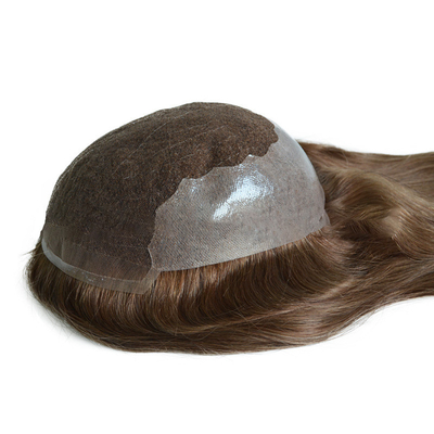 20 inch lichtbruin Highlights Human Remy Hair Toppers Braziliaans haar Toupee Lace PU Base