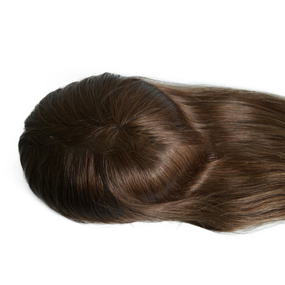 20 inch lichtbruin Highlights Human Remy Hair Toppers Braziliaans haar Toupee Lace PU Base