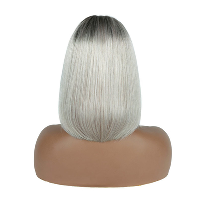 100% menselijk haar Ombre Grijs Korte Bob Cut Pre Plucked HD kant Voorperuken 250% Dichtheid
