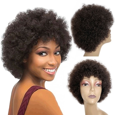 Maagdhaar Peruk Pixie Cut Peruk Korte Afro Kinky Curly Peruken 100% Braziliaans Haar