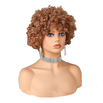 Zachte textuur Pixie cut pruik natuurlijke remy menselijk haar kort krullend Pre plucked met bangs
