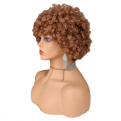 Zachte textuur Pixie cut pruik natuurlijke remy menselijk haar kort krullend Pre plucked met bangs