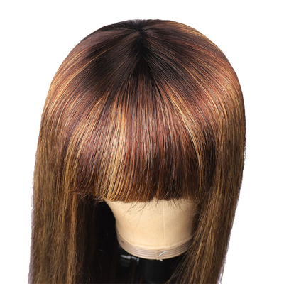 Geen kant pruiken 10-26 inch P4/27 Vrouwen pruik Volledige machine gemaakt menselijk haar pruiken Met knallen