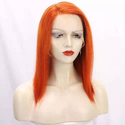 12 inch Natural Straight HD Lace Frontal Wigs met oranje kleur Geen verwarring of verwerping