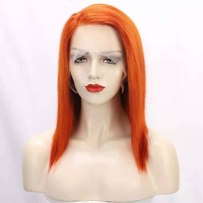 12 inch Natural Straight HD Lace Frontal Wigs met oranje kleur Geen verwarring of verwerping