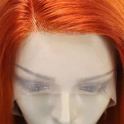 12 inch Natural Straight HD Lace Frontal Wigs met oranje kleur Geen verwarring of verwerping