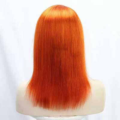 12 inch Natural Straight HD Lace Frontal Wigs met oranje kleur Geen verwarring of verwerping