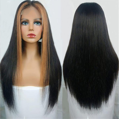 12 inch Natural Straight HD Lace Frontal Wigs met oranje kleur Geen verwarring of verwerping
