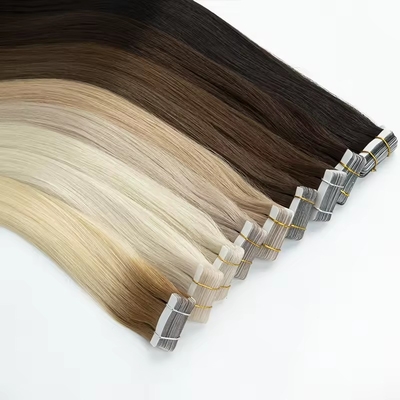 Onzichtbare blonde band in naadloos 100 menselijk haar verlengstuk Kinky rechte dubbel getrokken rauwe maagdelijk haar