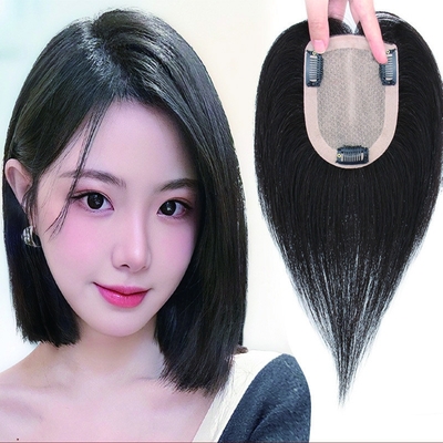 180% dichtheid Remy haar Toupee met zijde basis top en 24mm Toupee textuur Lengte 30cm