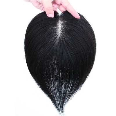 180% dichtheid Remy haar Toupee met zijde basis top en 24mm Toupee textuur Lengte 30cm