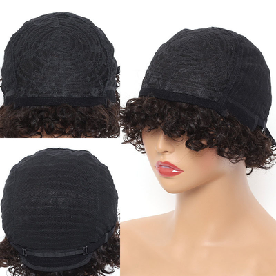 Korte Afro Curly Braziliaanse haarmachine gemaakt Pixie pruik natuurlijke kleur voor zwarte vrouwen