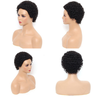 Korte Afro Curly Braziliaanse haarmachine gemaakt Pixie pruik natuurlijke kleur voor zwarte vrouwen