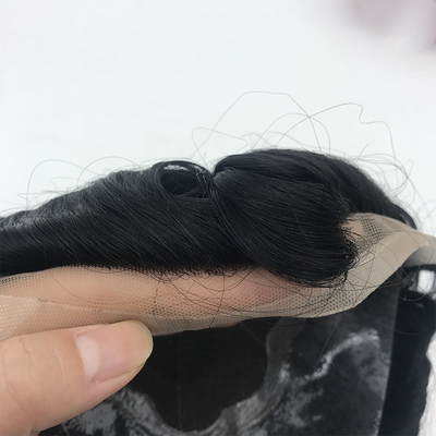 Natuurlijk zwart haar Toupee 6x8 Franse kant Mensen haar patch Chinees haar 110% Dichtheid
