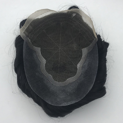 Natuurlijk zwart haar Toupee 6x8 Franse kant Mensen haar patch Chinees haar 110% Dichtheid
