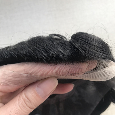 Natuurlijk zwart haar Toupee 6x8 Franse kant Mensen haar patch Chinees haar 110% Dichtheid