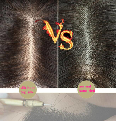Vrouwen Toupee met een rechte zijden basis met frontal sluiting en haartopper van Zwitserse kant
