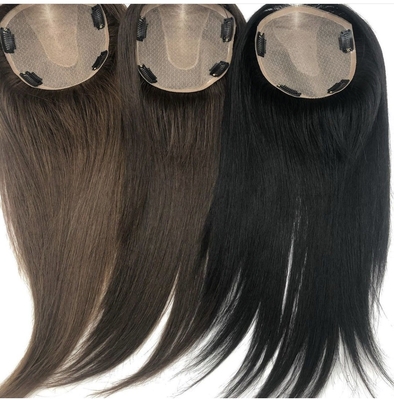 Vrouwen Toupee met een rechte zijden basis met frontal sluiting en haartopper van Zwitserse kant