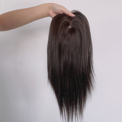 Vrouwen Toupee met een rechte zijden basis met frontal sluiting en haartopper van Zwitserse kant