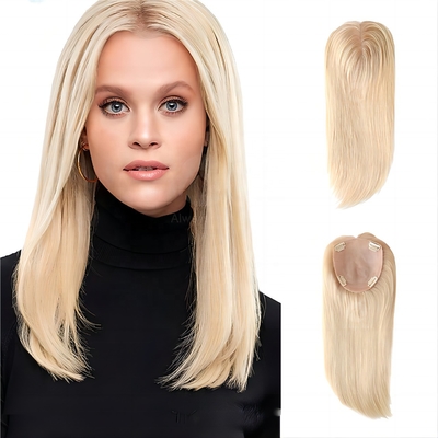 Europese haar vol cuticule vrij deel zijde basis clip in menselijk haar topper voor vrouwen