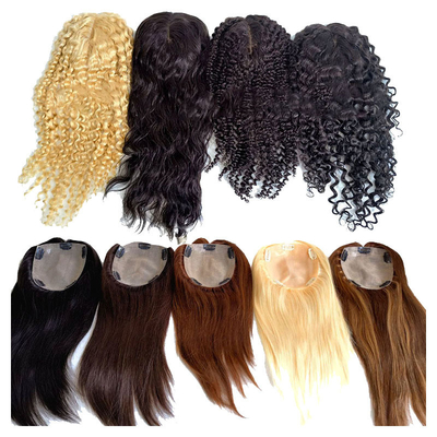 Volledig handgemaakt 2024 Trend Blonde Remy Wavy Curly European Human Hair Topper Voor vrouwen