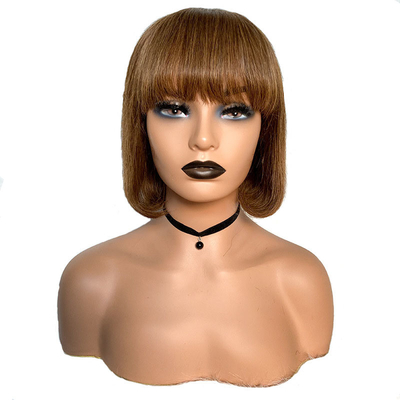 Korte maagdelijke Braziliaanse menselijk haar Bob pruiken met knoppen Remy haar Grade Gemiddelde grootte cap