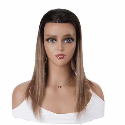 8-22 inch lengte handgebonden kant voor en weefsel holle net bruin balayage menselijk haar